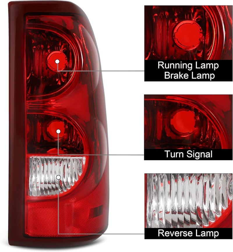 Daume Tail Lights Assembly for 2003-2006 Chevy Silverado - Rear Brake Lamps for Driver and Passenger Sides - Image 2